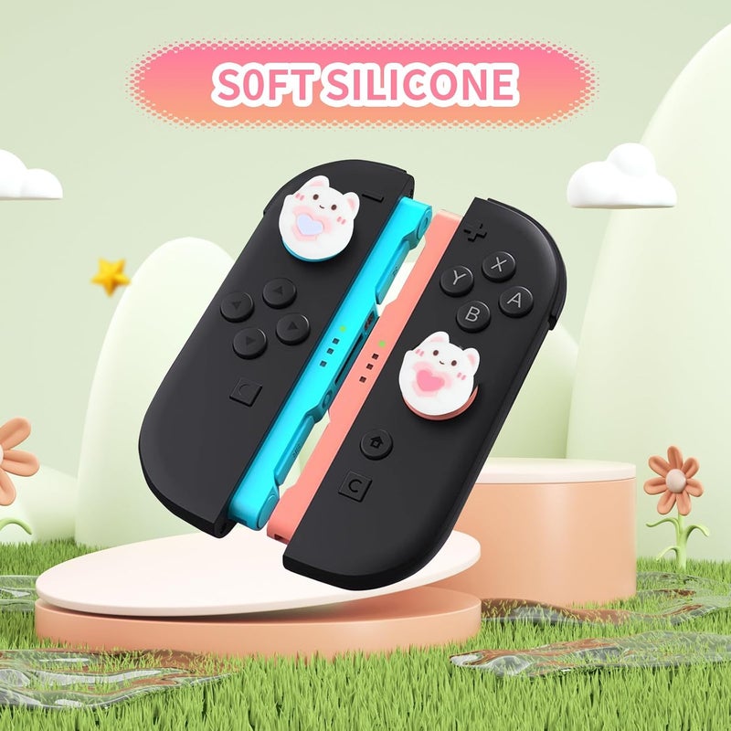 FlyingMage Heart Bunny Switch 2 Joycon Thumb Grips Caps, 4 PCS Cute Kawaii 3D Silicone Analog Thumbstick Button Cover for NS Switch 2 Joystick Caps - Image 5